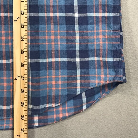 J Crew Shirt Men's XL Blue Orange Plaid Button Down Long Sleeve Pocket Cotton - Picture 11 of 12